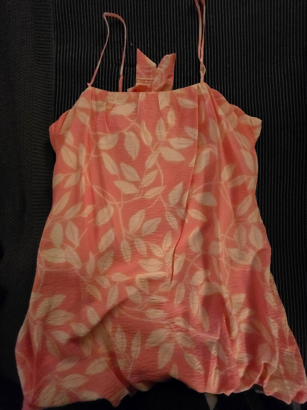 Pink Leaf Print Mini Dress